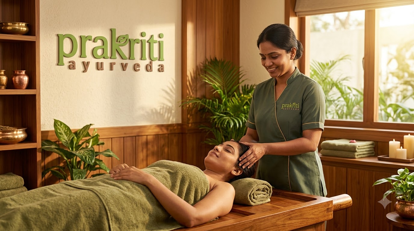 Ayurvedic therapist assisting an in-patient during treatment at Prakriti Ayurveda